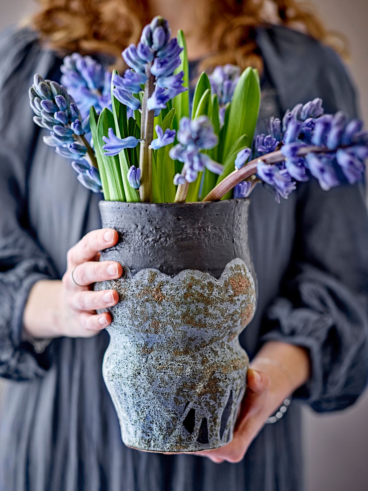 Bloomingville Neeson Blumentopf, Blau, Steingut
