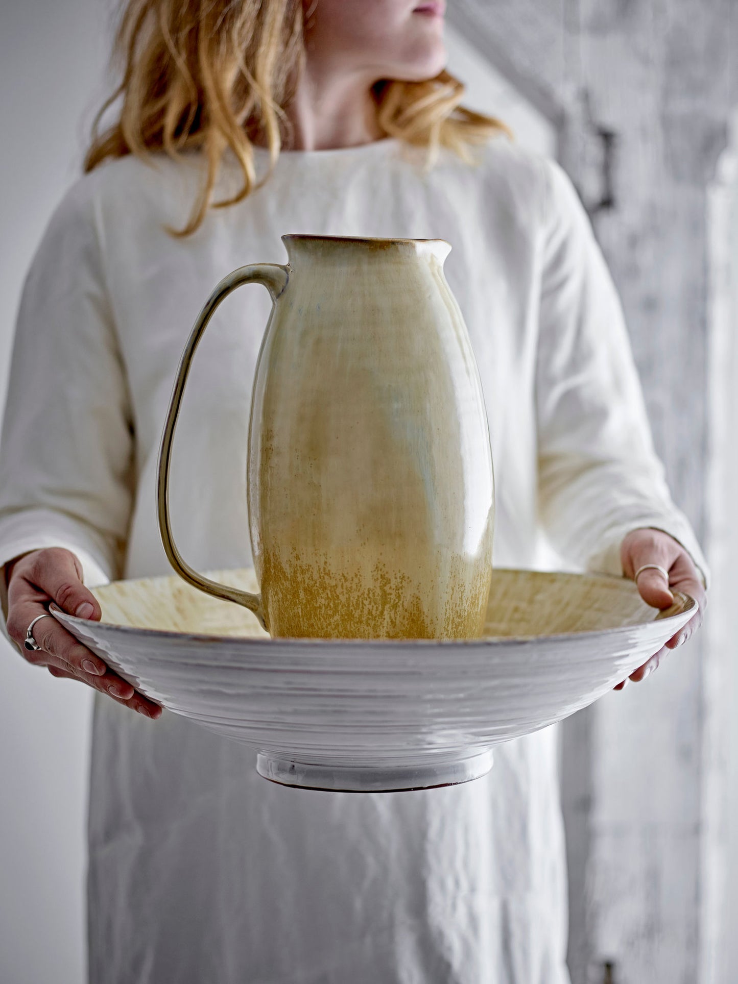 Bloomingville Saskia Deko-Vase, Natur, Steingut