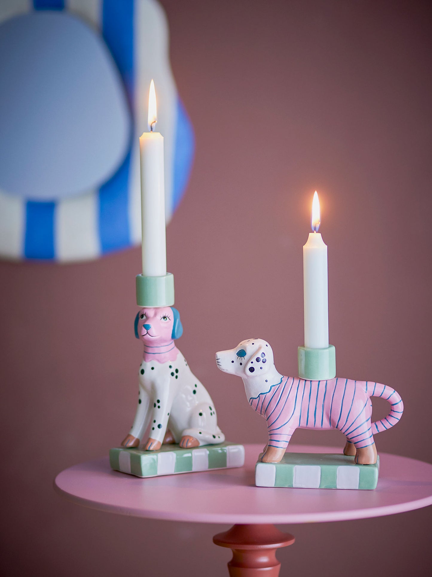 Bloomingville Doglie Kerzenhalter, Rose, Steingut