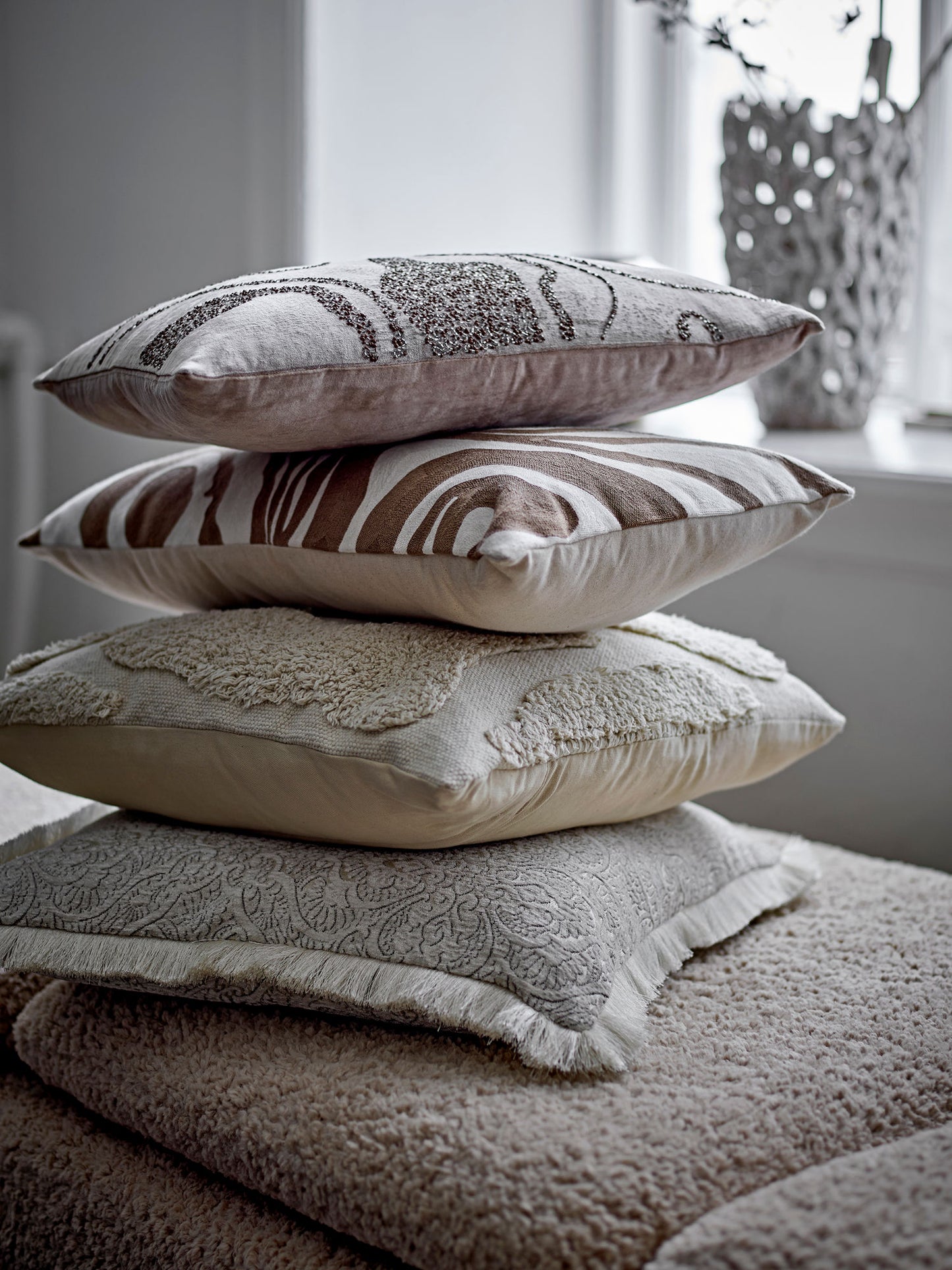 Bloomingville Cabrie Kissen, Natur, Polyester
