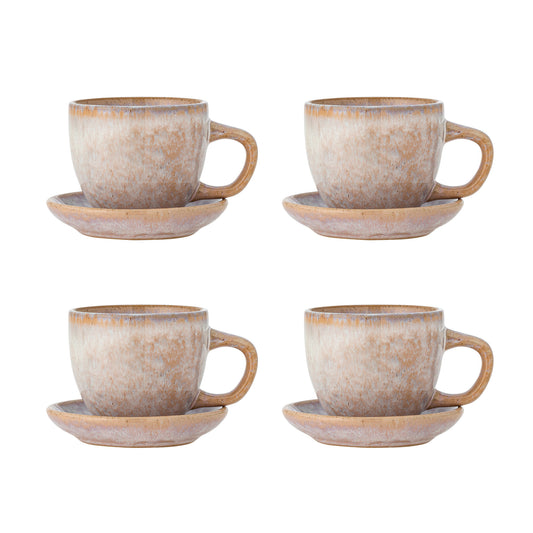 Bloomingville Brenta Tasse mit Untertasse, 4er Set