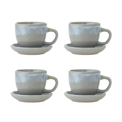Bloomingville Brenta Tasse mit Untertasse, 4er Set
