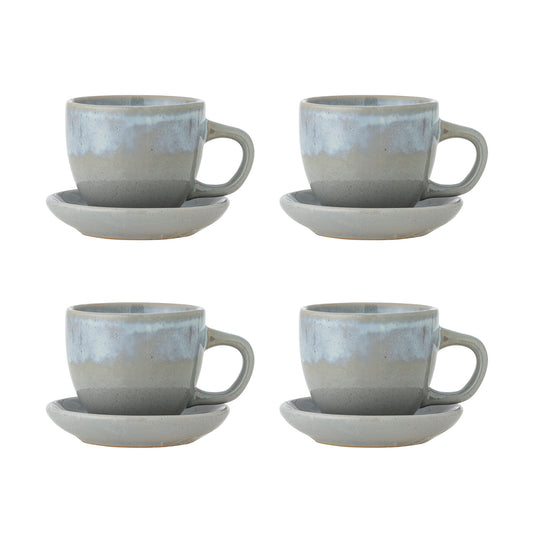Bloomingville Brenta Tasse mit Untertasse, 4er Set