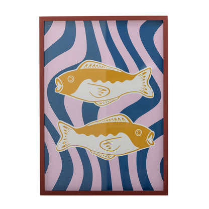 Bloomingville Remy Illustration mit Rahmen, Bunt, Tannenholz
