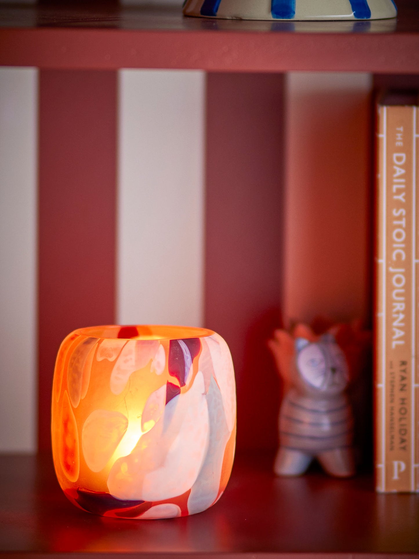 Bloomingville Karan Teelichthalter, Rose, Recyceltes Glas