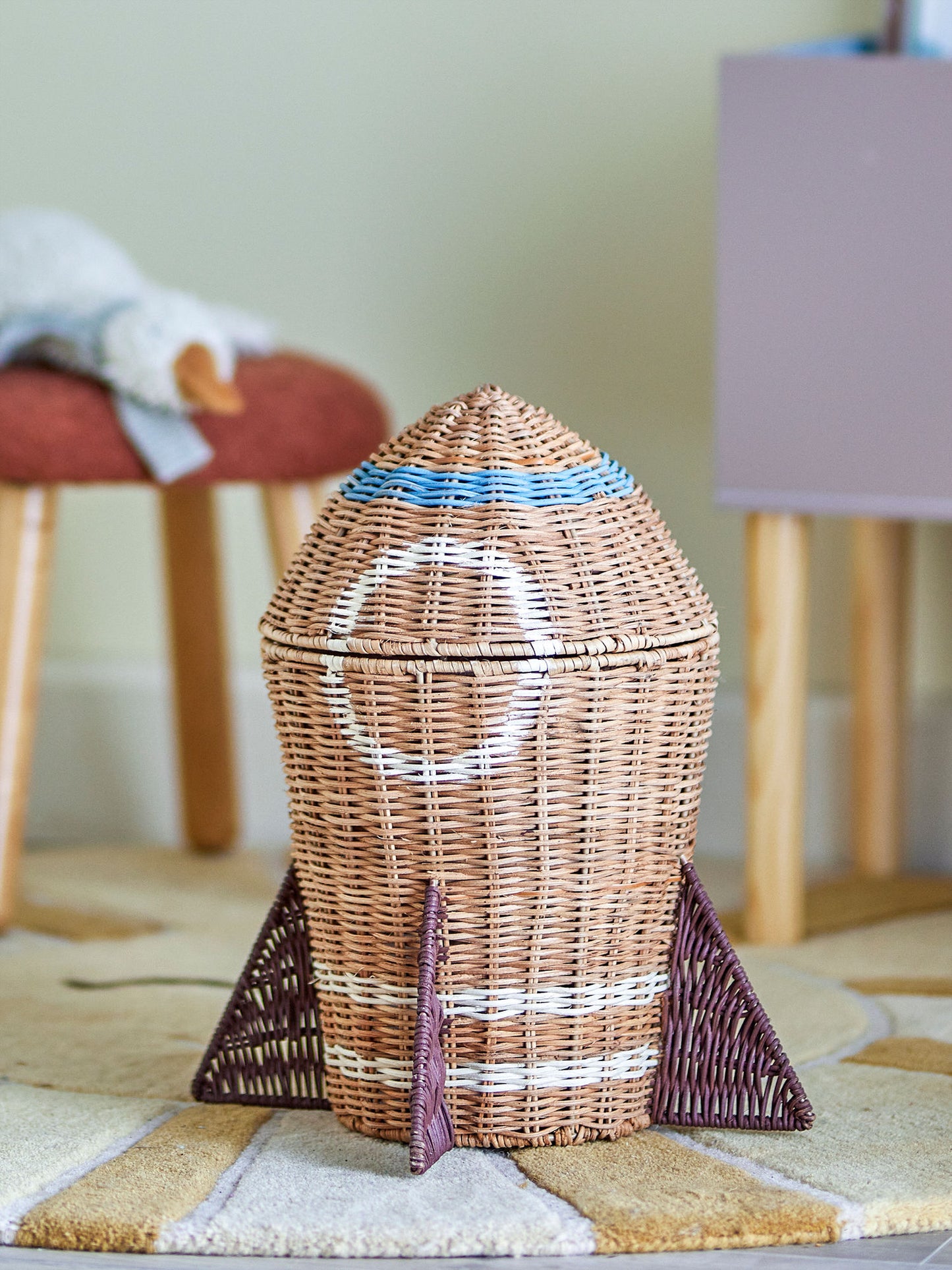 Bloomingville MINI Space Korb mit Deckel, Natur, Rattan
