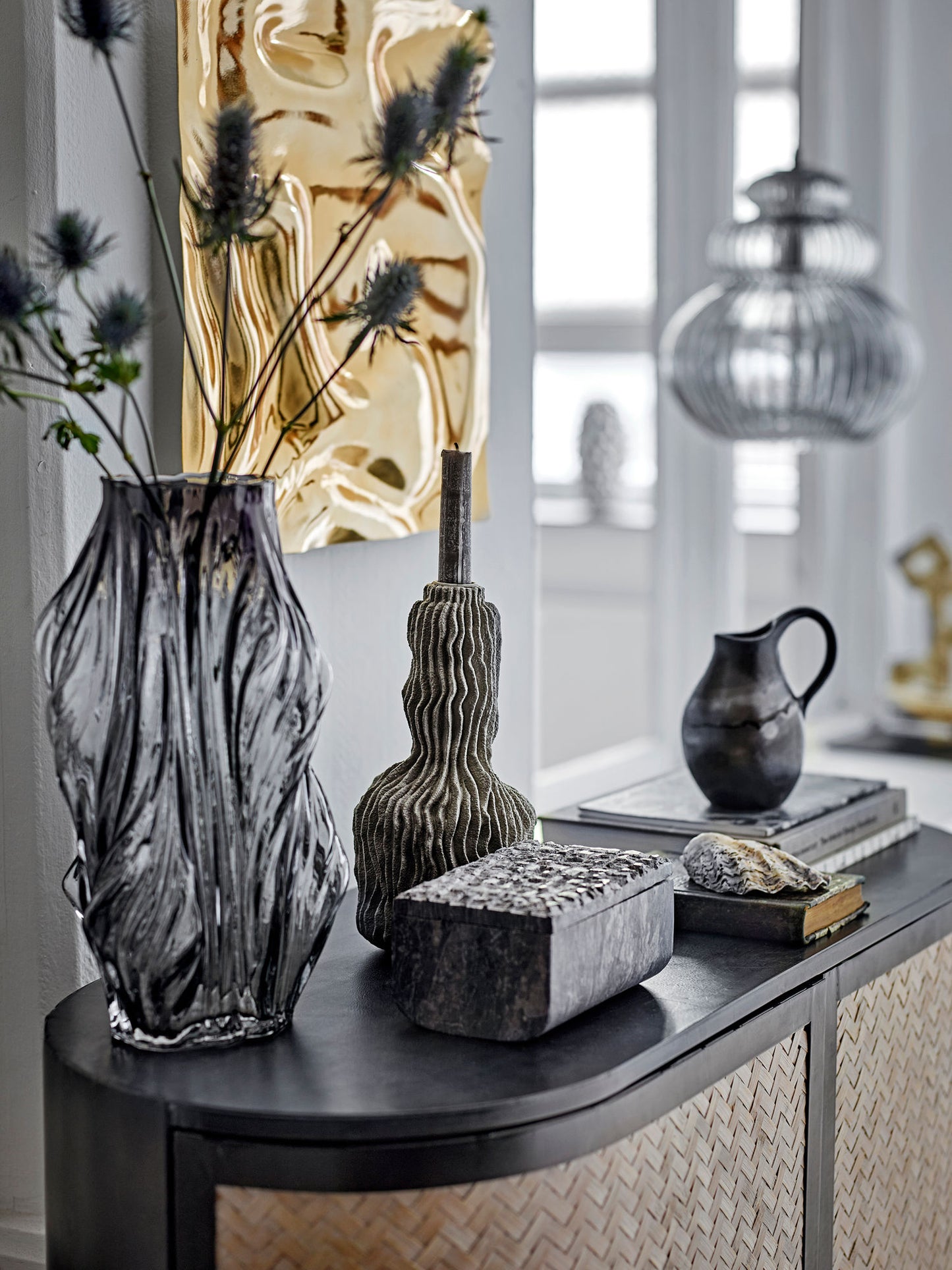 Bloomingville Tulla Vase, Grau, Glas