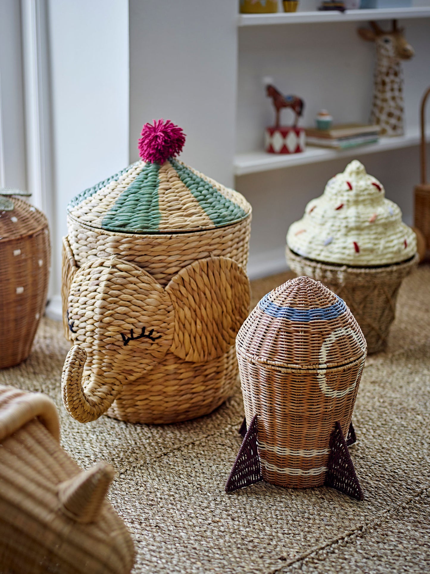 Bloomingville MINI Space Korb mit Deckel, Natur, Rattan