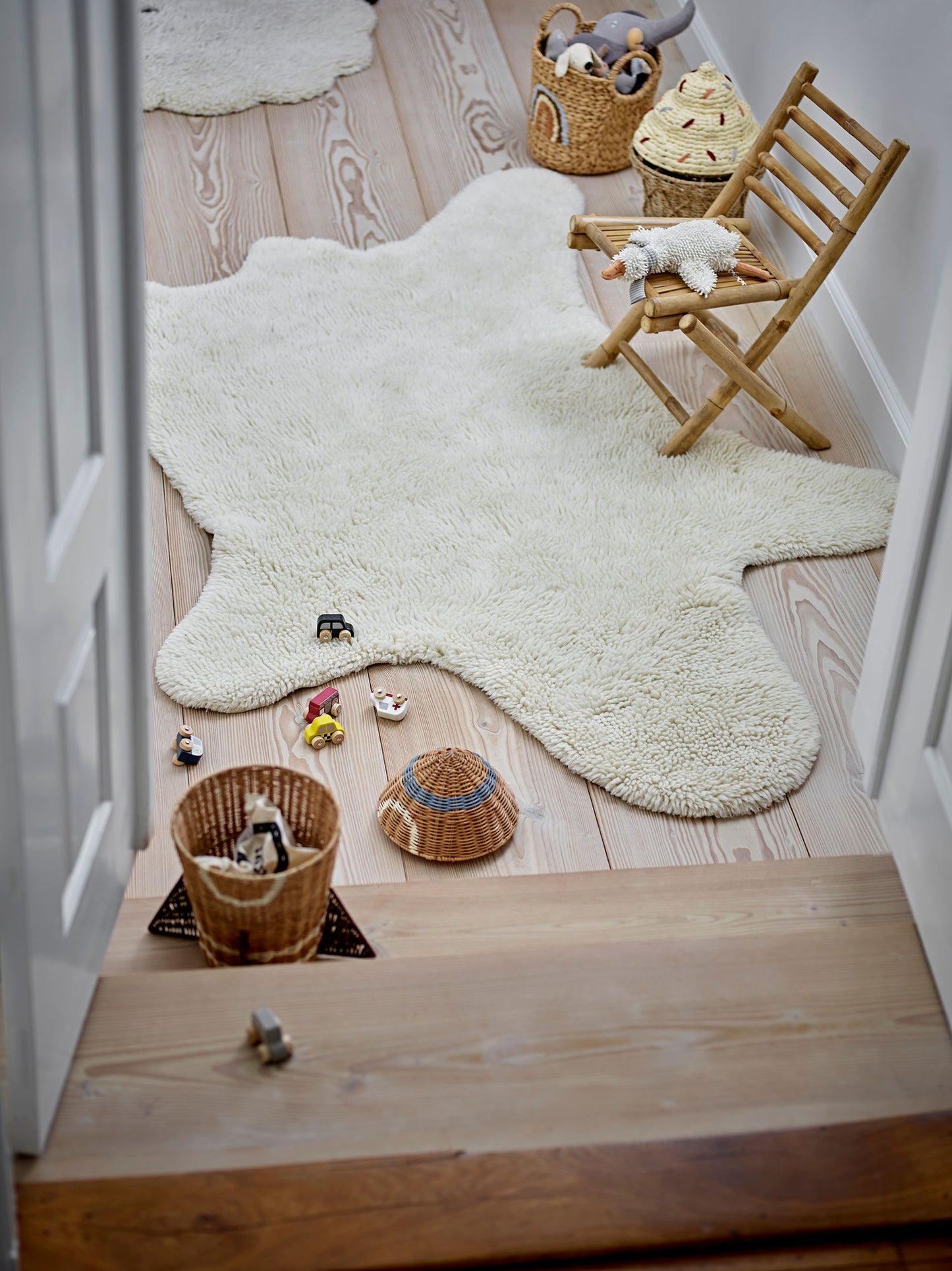 Bloomingville MINI Bear Teppich, Weiß, Wolle