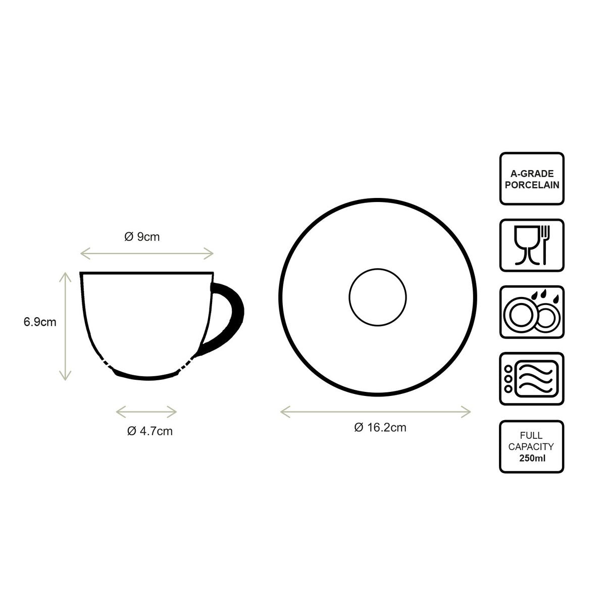 Teetasse mit blauem Rand 250ml