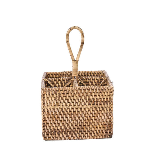 Der Rattan-Besteckbehälter Nr. 4 – Naturbraun