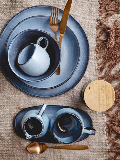 Bloomingville Sandrine Frühstück Set, Blau, Steingut