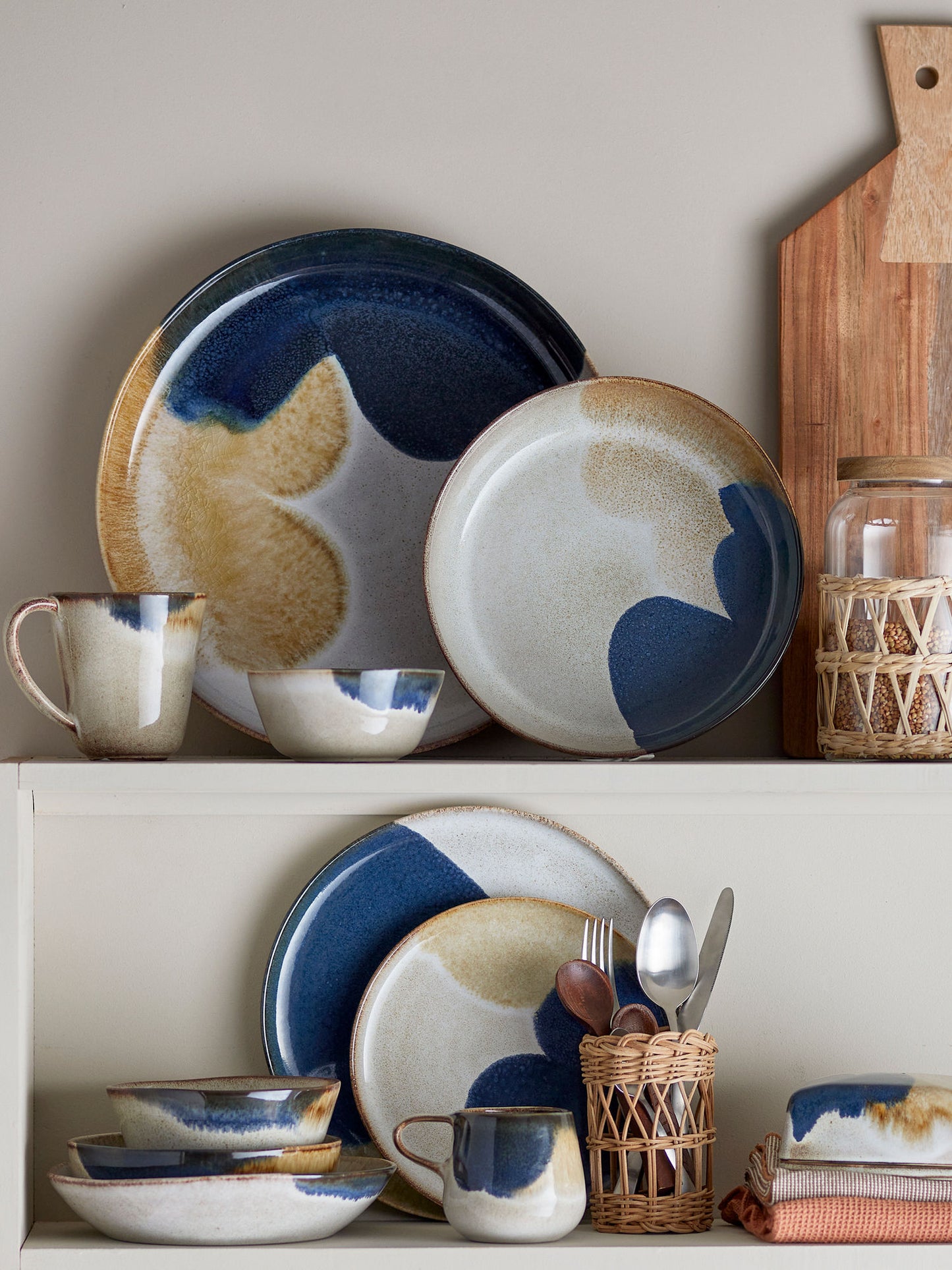 Bloomingville Jules Frühstück Set, Blau, Steingut