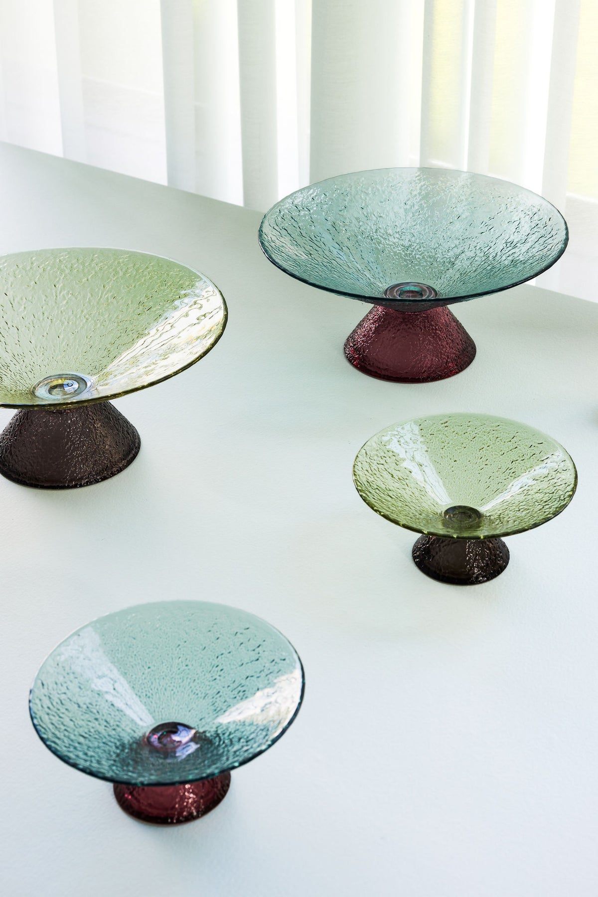 Hübsch Bonbon Glas Schalen Medium Grün-Braun