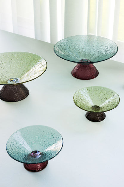 Hübsch Bonbon Glas Schalen Medium Grün-Braun