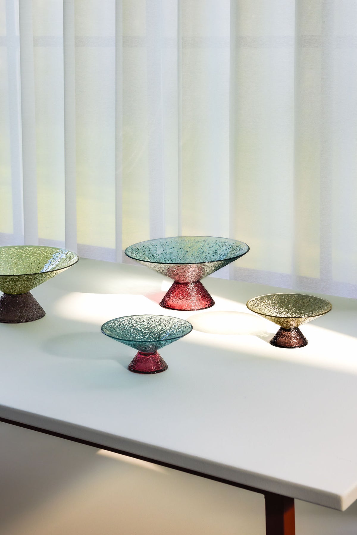 Hübsch Bonbon Glas Schalen Medium Grün-Braun