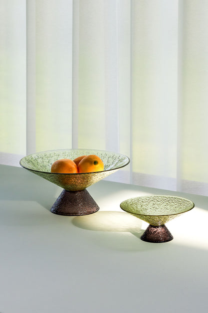 Hübsch Bonbon Glas Schalen Medium Grün-Braun