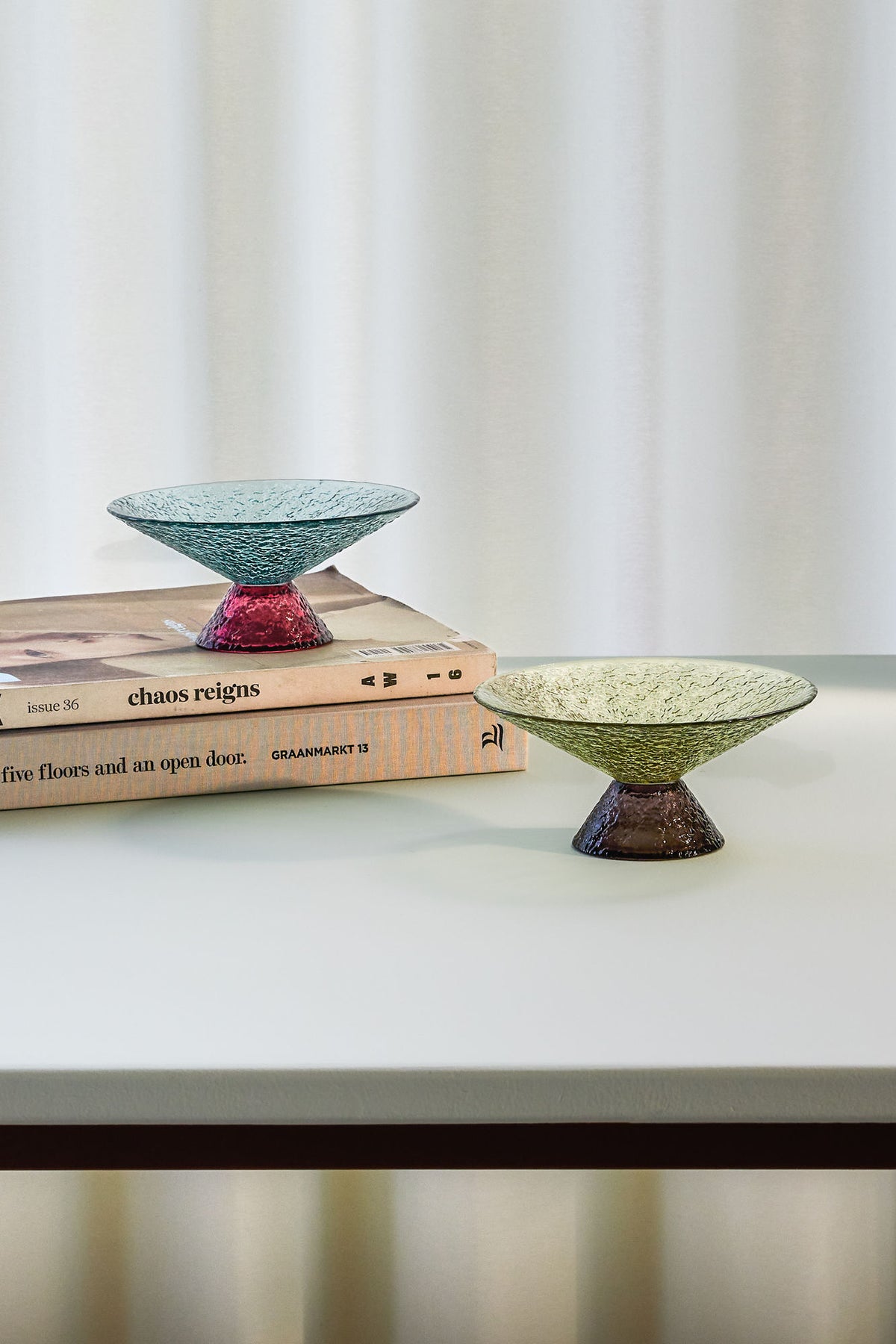Hübsch Bonbon Glas Schalen Medium Grün-Braun