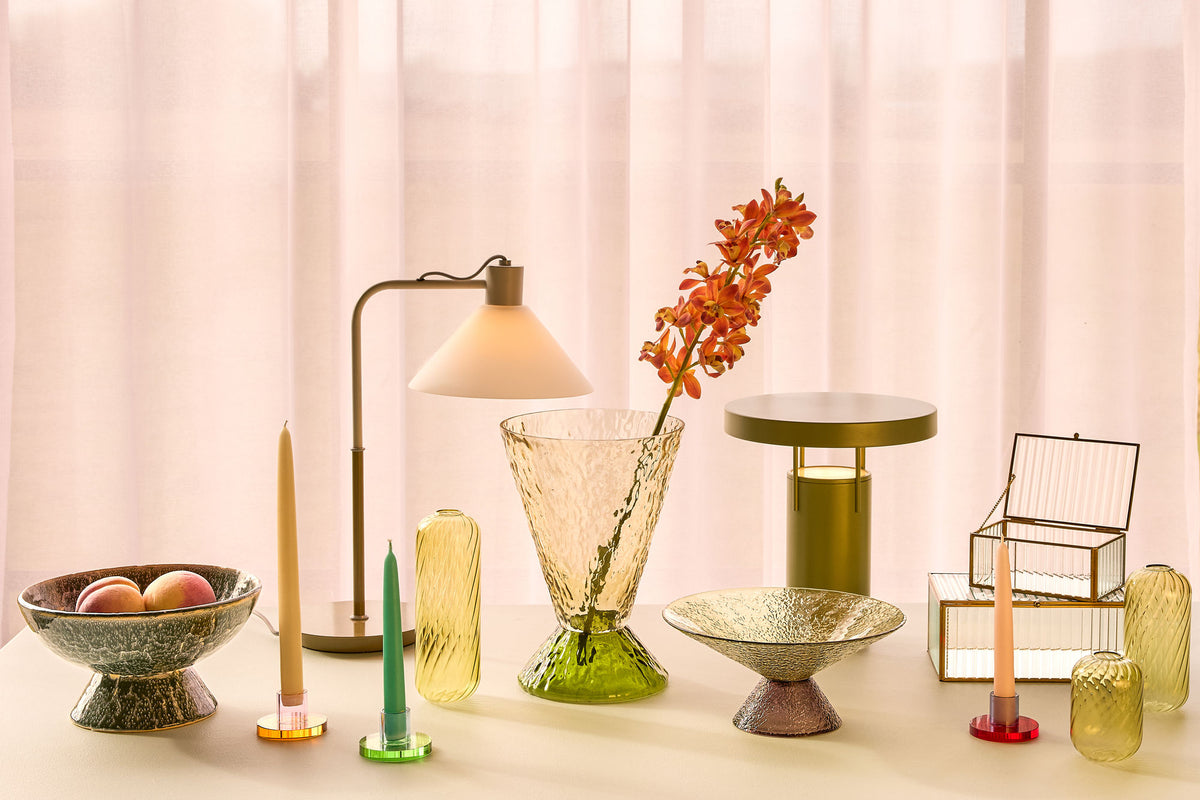Hübsch Bonbon Glas Schalen Medium Grün-Braun