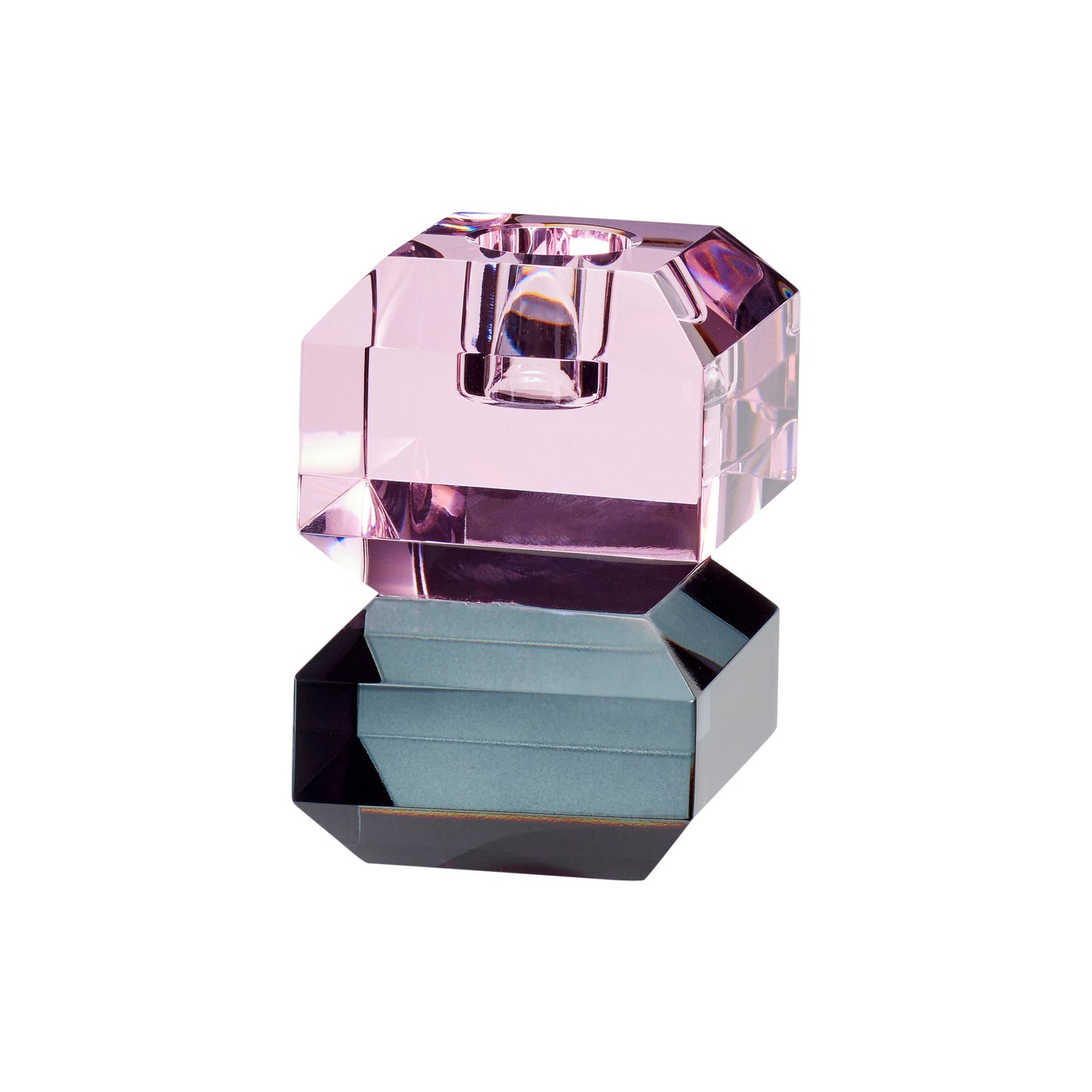 Hübsch Gem Kerzenhalter Small Grau/Rosa