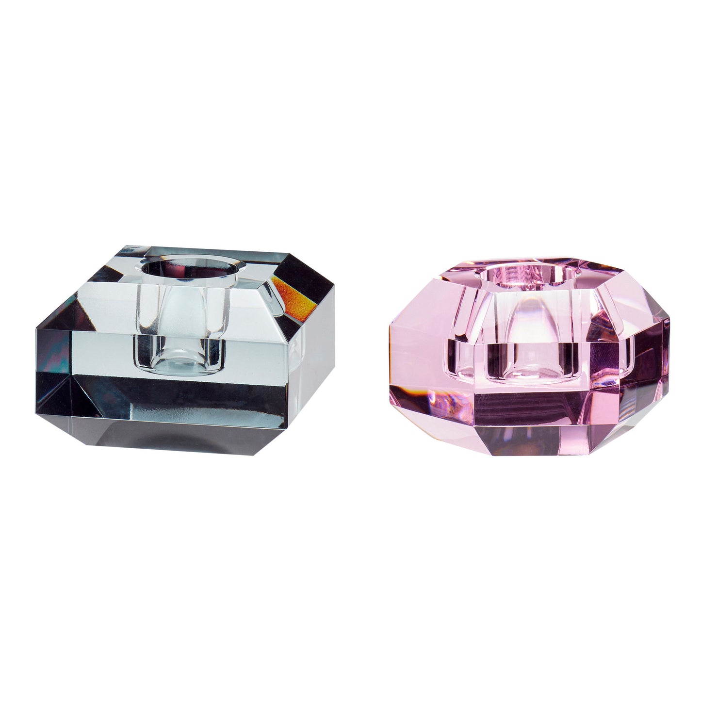 Hübsch Gem Kerzenständer Rosa/Grau (2er Set)