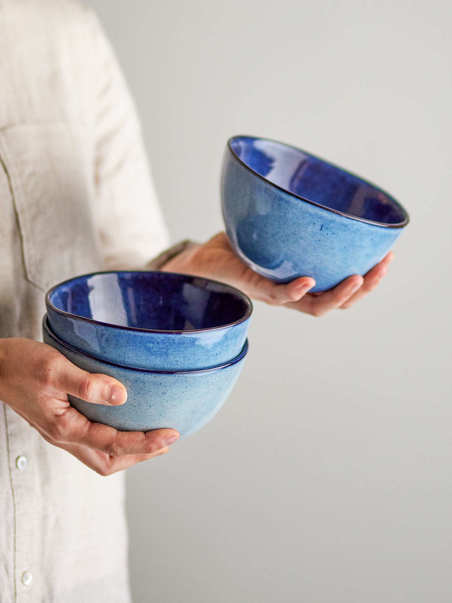 Bloomingville Sandrine Schale, Blue, Steingut