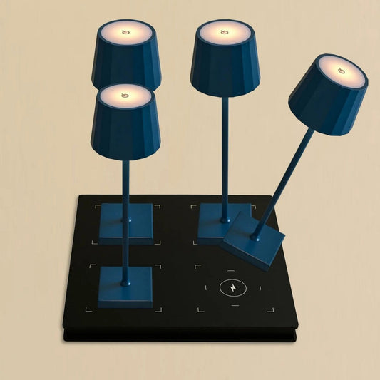 Kombi-Set Profi | 4 x wiederaufladbare Tischlampen mit Ladestation