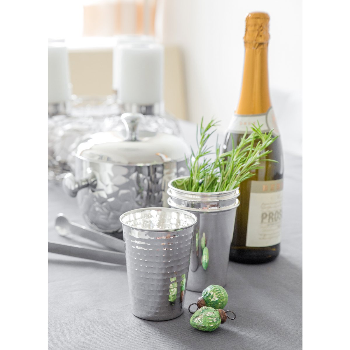 Becher Mido 2er Set, H 10 cm, edel versilbert