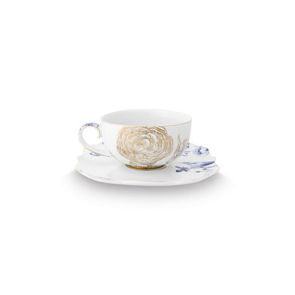 Set/2 Tea Cups & Saucers Royal White