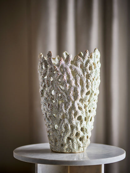 Bloomingville Eunice Deko-Vase, Weiß, Steingut