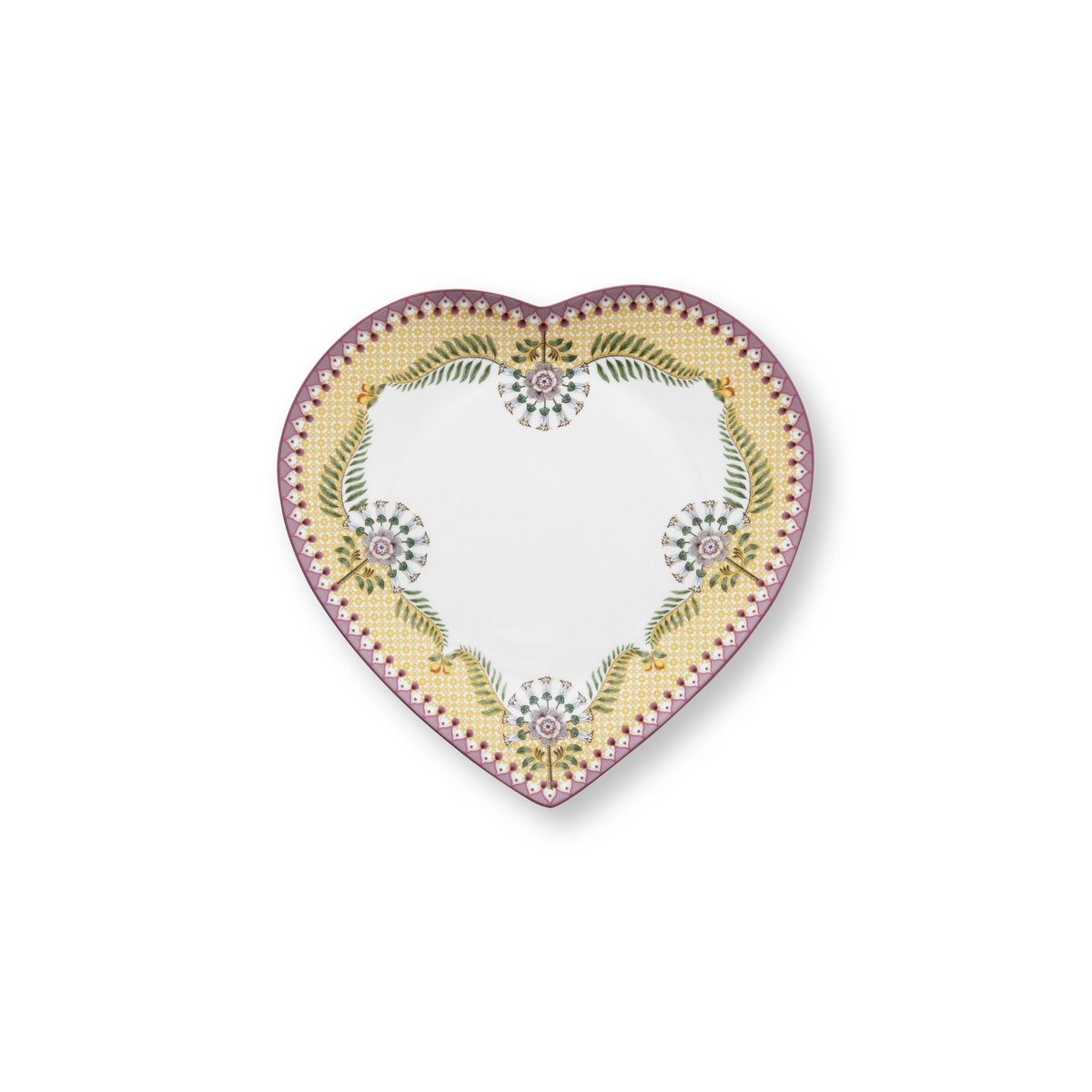 Set/2 Heart Shape Plates Lily&Lotus Yellow 21.5cm