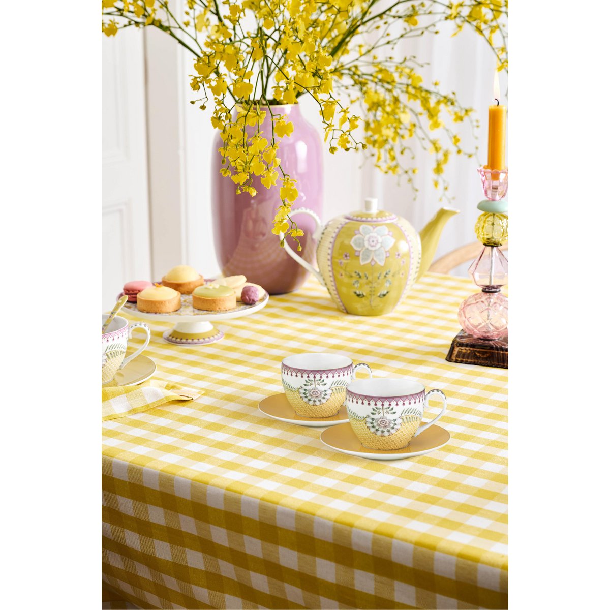 Pip Studio Teetassen und Untertassen Lily&Lotus Tiles Yellow