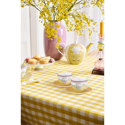 Pip Studio Teetassen und Untertassen Lily&Lotus Tiles Yellow