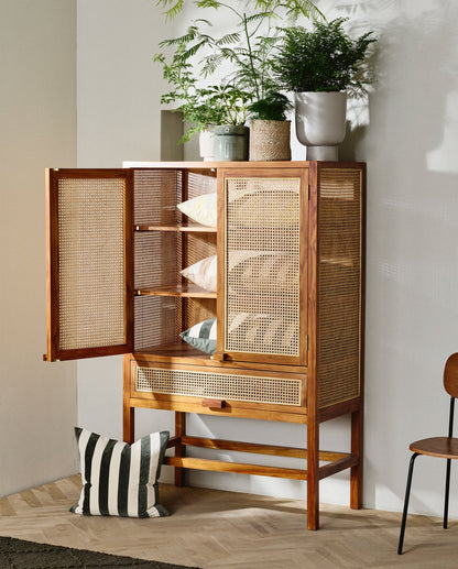 Nordal MERGE Kommode, natur mit Rattan