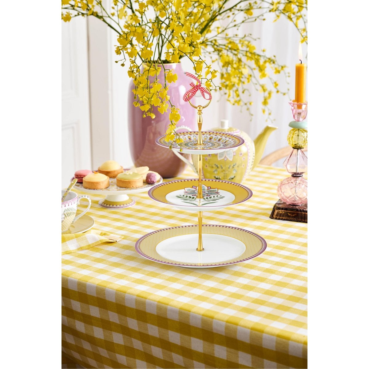 3/Layer Cake Stand Lily&Lotus Yellow