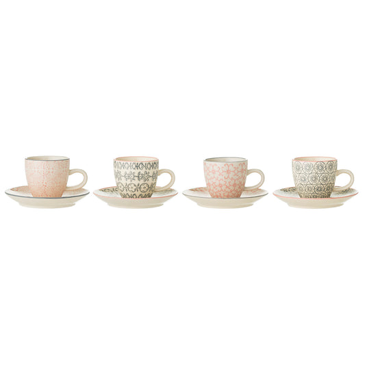 Bloomingville Cécile Espresso Cup w/Saucer, Bunt, Steingut