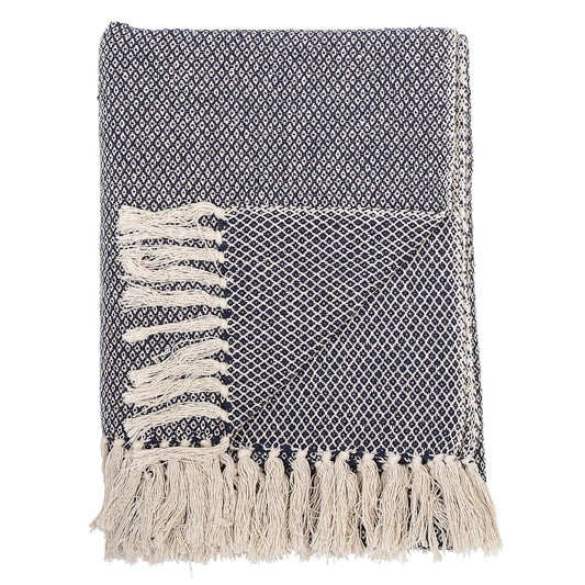 Bloomingville Barry Decke, Blue, Recycelte Baumwolle