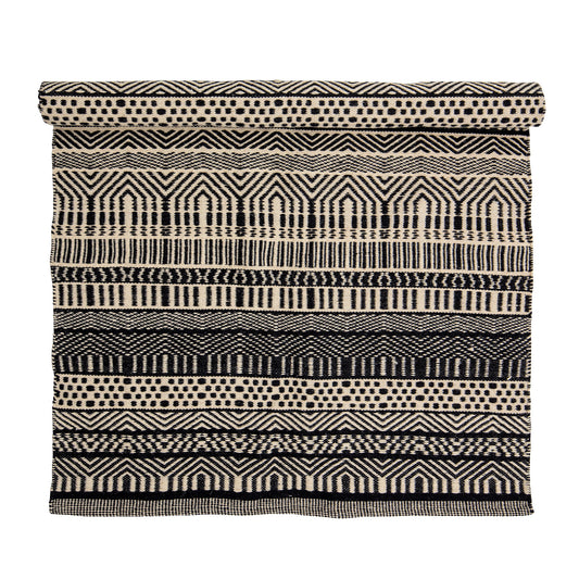 Bloomingville Joob Teppich, Schwarz, Wolle