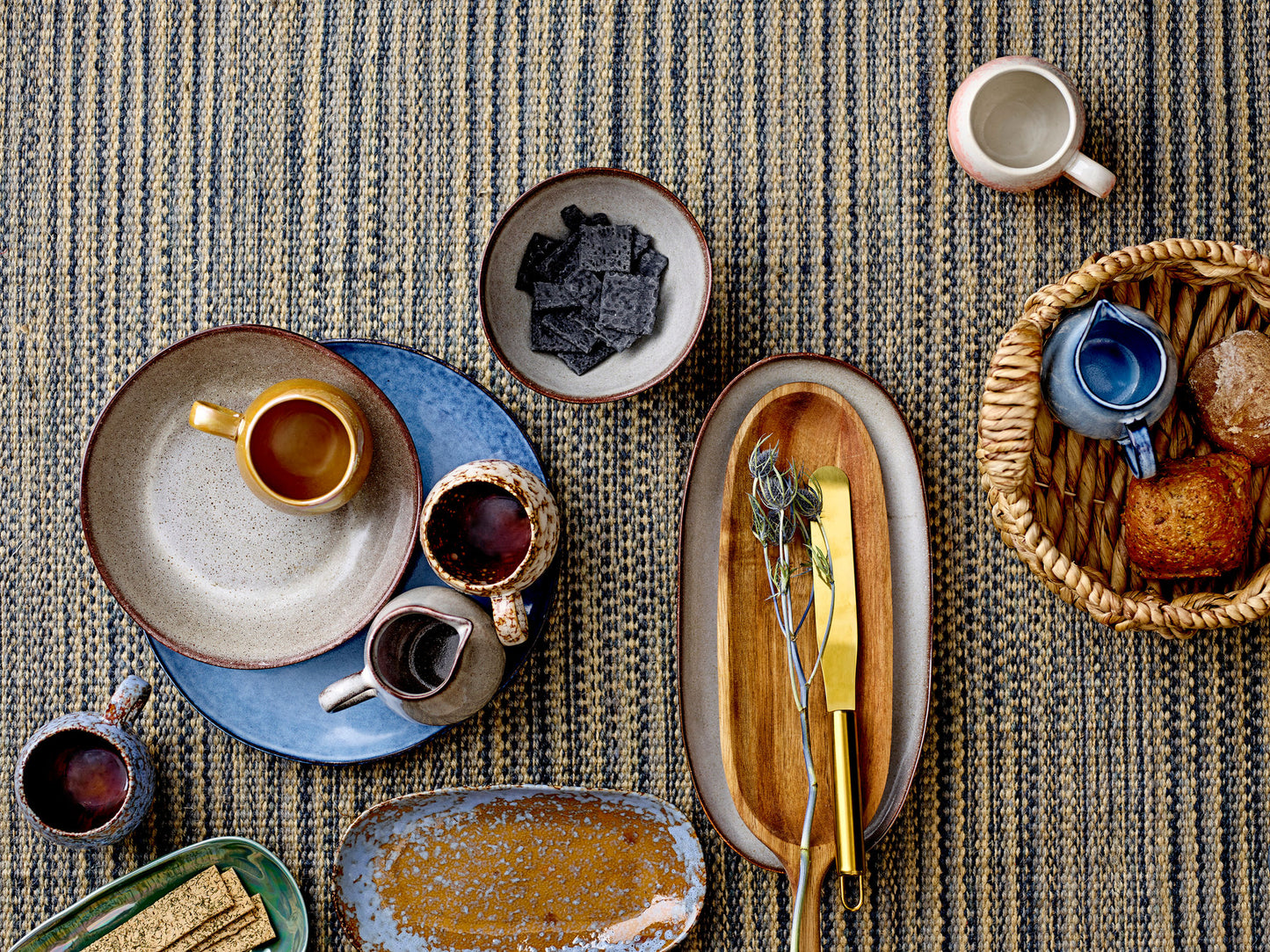 Bloomingville Sandrine Teller Tiefer, Natur, Steingut