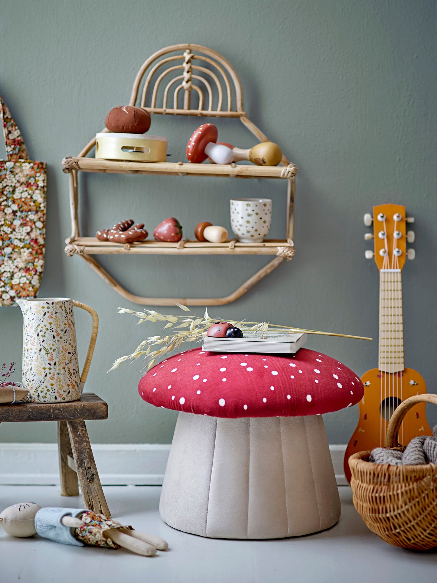 Bloomingville MINI Lue Pouf, Rot, Polyester