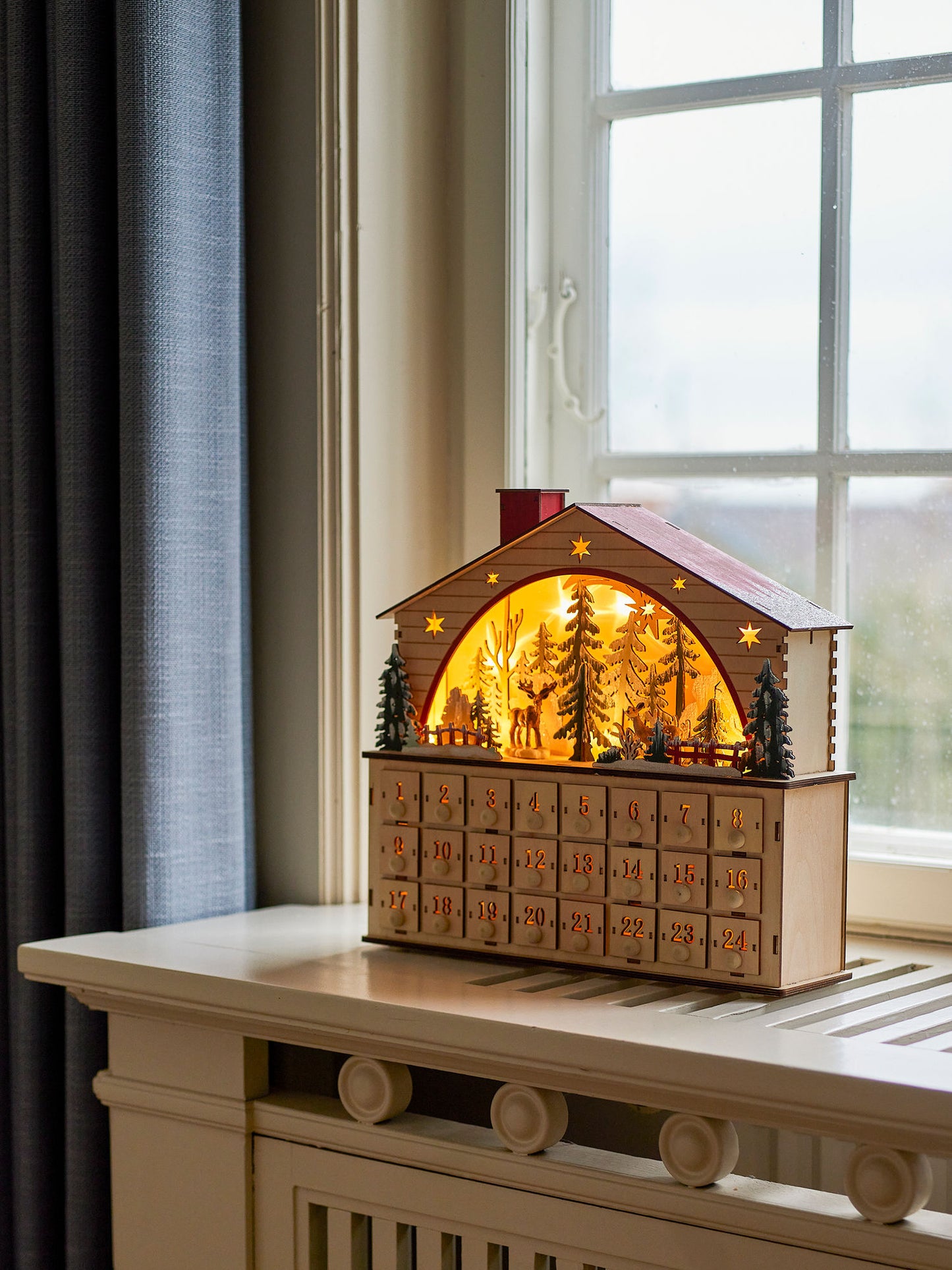 Bloomingville Melvin Kalender mit Licht, Natur, Sperrholz