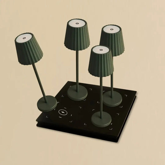 Kombi-Set Profi | 4 x wiederaufladbare Tischlampen mit Ladestation