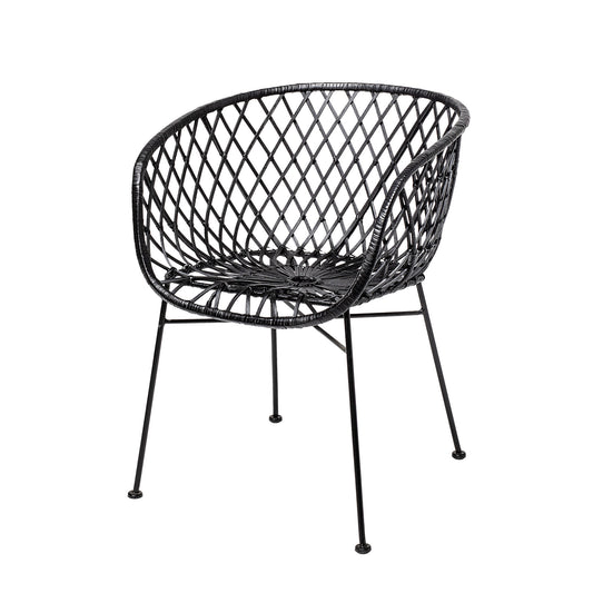 Bloomingville Kama Loungesessel, Schwarz, Rattan