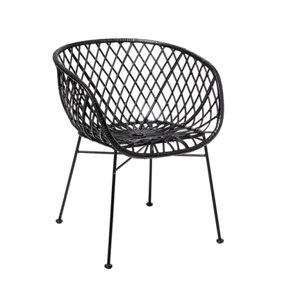 Bloomingville Kama Loungesessel, Schwarz, Rattan
