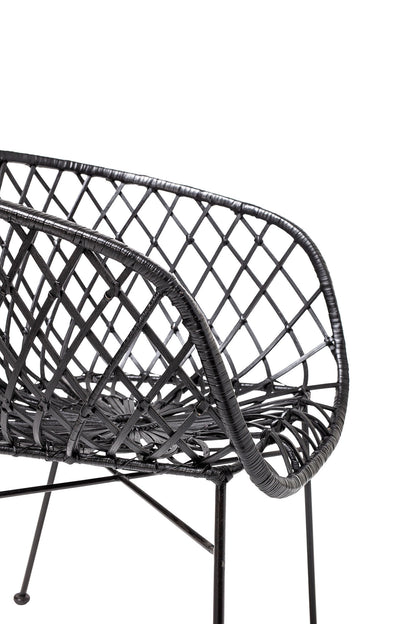 Bloomingville Kama Loungesessel, Schwarz, Rattan