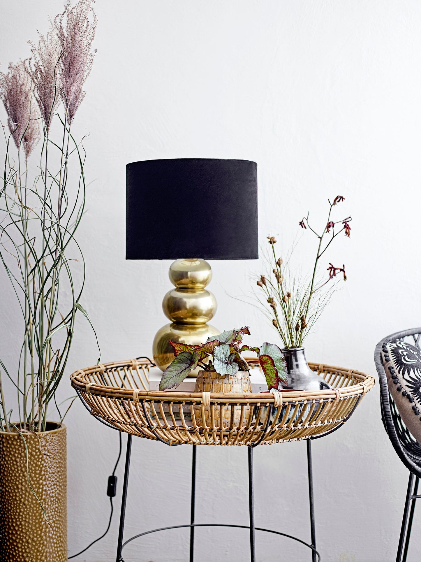 Bloomingville Kama Loungesessel, Schwarz, Rattan