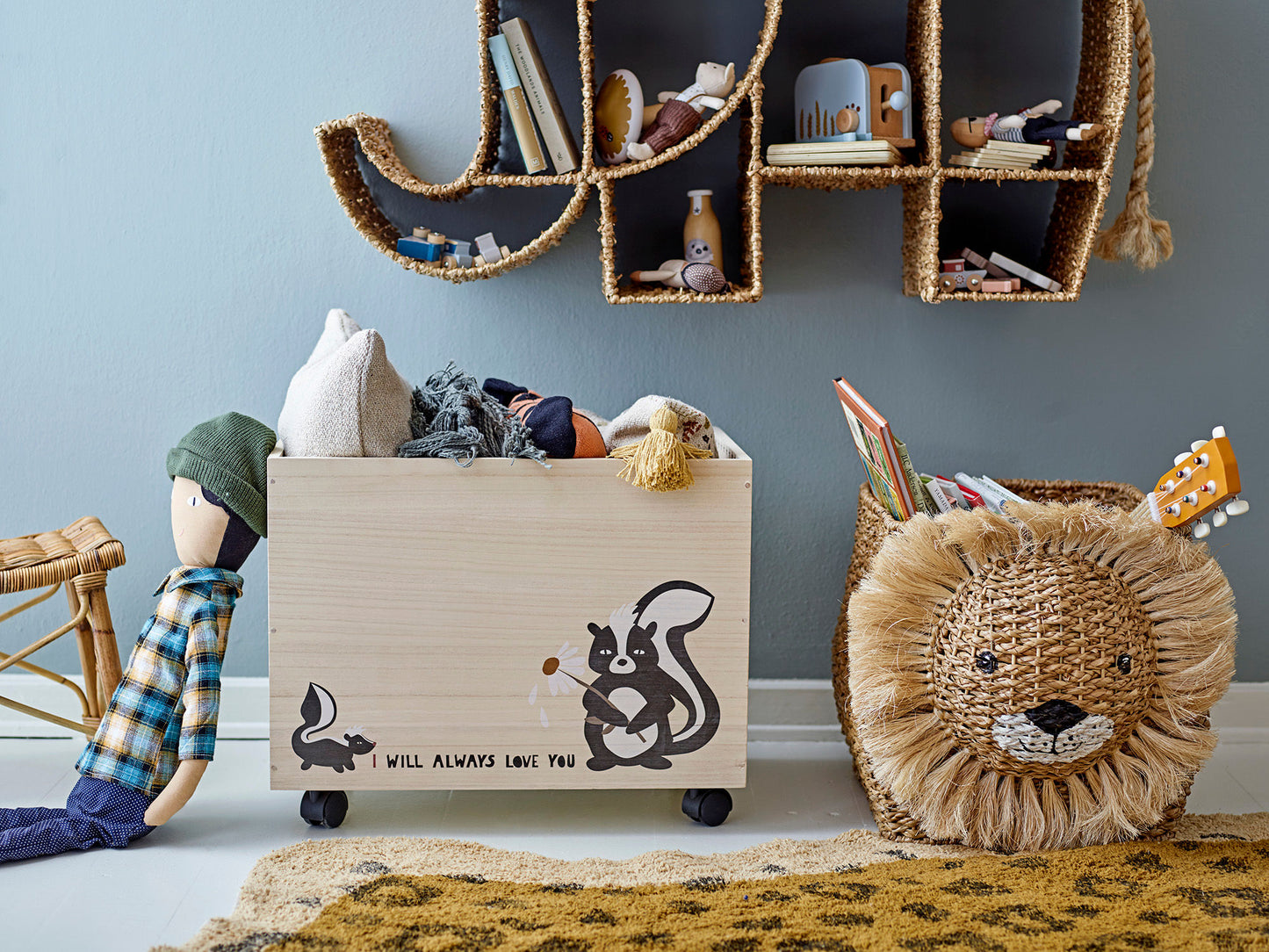 Bloomingville MINI Sigge Puppe, Blue, Baumwolle