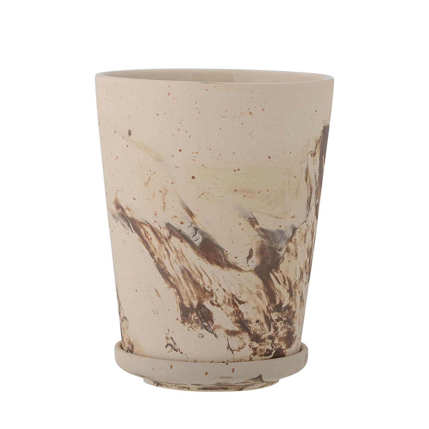 Bloomingville Stacy Blumentopf mit Untertasse, Braun, Steingut