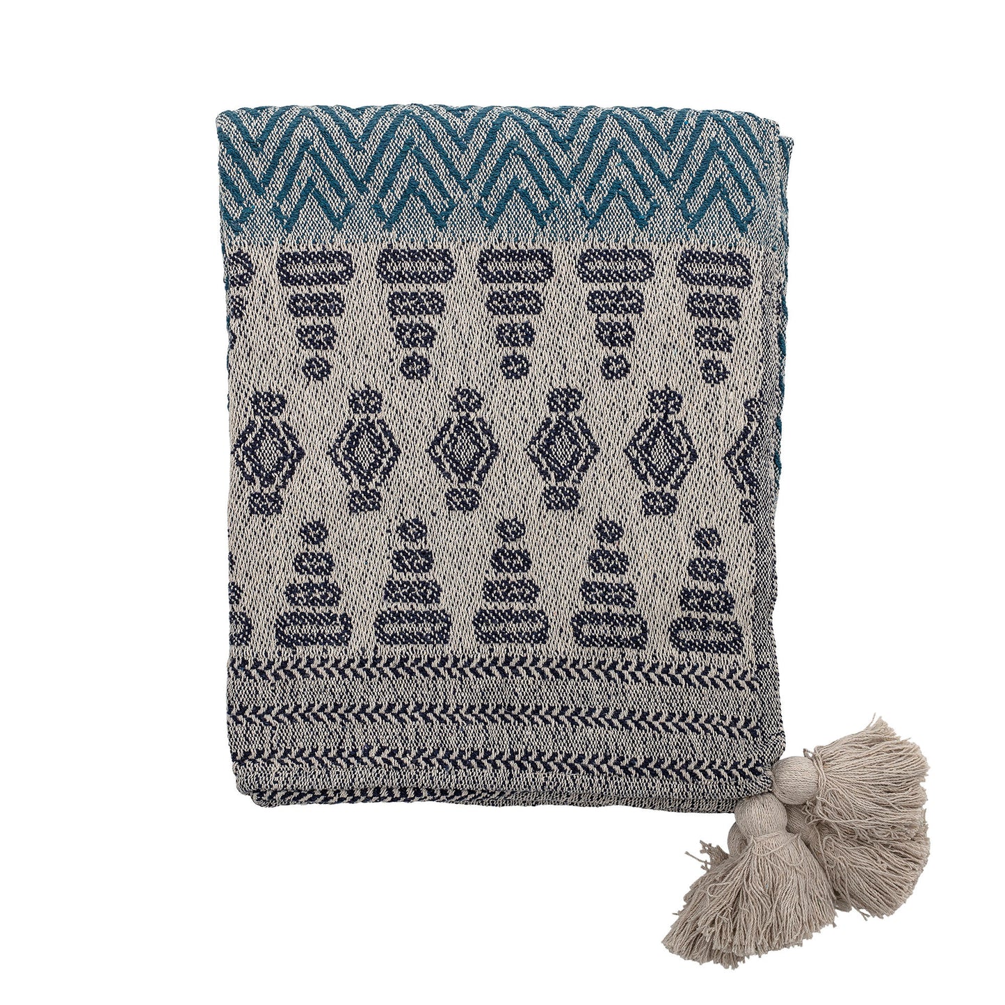 Bloomingville Milas Decke, Blue, Recycelte Baumwolle