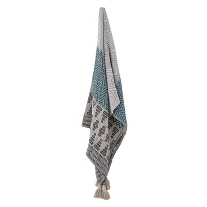 Bloomingville Milas Decke, Blue, Recycelte Baumwolle